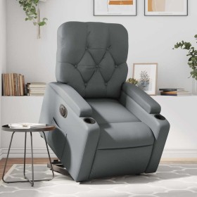 Sillón reclinable elevable eléctrico de cuero sintético gris en Sillones | Comprar online en Foru.es