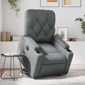 Sillón reclinable elevable eléctrico de cuero sintético gris en Sillones | Comprar online en Foru.es