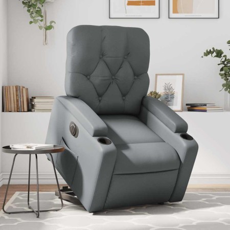 Sillón reclinable elevable eléctrico de cuero sintético gris en Sillones | Comprar online en Foru.es