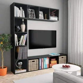Mueble de TV y librería 3 piezas negro 180x30x180 cm de vidaXL, Librerías y estanterías - Ref: Foro24-278789, Precio: 185,95 ...