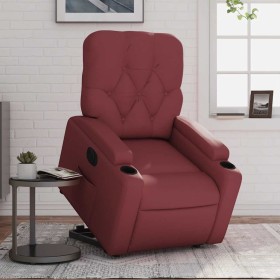 Sillón elevable eléctrico cuero artificial rojo tinto en Sillones | Comprar online en Foru.es