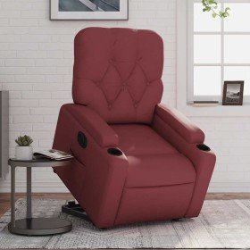 Sillón elevable eléctrico cuero artificial rojo tinto en Sillones | Comprar online en Foru.es