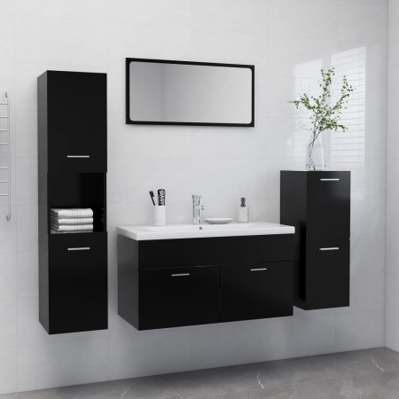 Juego de muebles de baño madera de ingeniería negro de vidaXL, Muebles de baño - Ref: Foro24-3070929, Precio: 195,98 €, Descu...