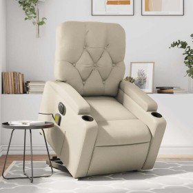 Sillón de masaje elevable eléctrico cuero sintético crema en Sillones | Comprar online en Foru.es