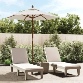 Sombrilla de jardín con poste de madera color arena 196x231 cm de vidaXL, Sombrillas - Ref: Foro24-363159, Precio: 63,62 €, D...