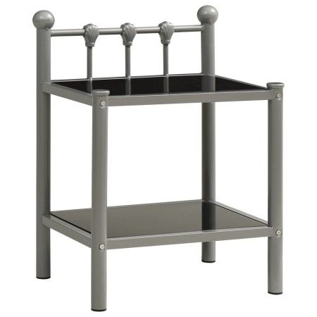 Mesita de noche metal y vidrio gris y negro 45x34,5x60,5 cm de vidaXL, Mesitas de noche - Ref: Foro24-325073, Precio: 26,57 €...
