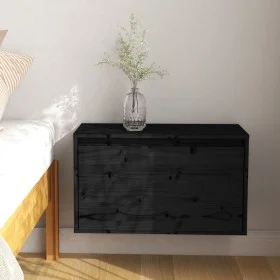 Solid black pine wood wall cabinet 60x30x35 cm by vidaXL, Shelves and shelves - Ref: Foro24-813453, Price: 53,92 €, Discount: %
