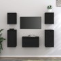 Muebles para TV 5 piezas madera maciza de pino negro de vidaXL, Muebles TV - Ref: Foro24-3100273, Precio: 193,76 €, Descuento: %