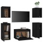 Muebles para TV 5 piezas madera maciza de pino negro de vidaXL, Muebles TV - Ref: Foro24-3100273, Precio: 193,76 €, Descuento: %