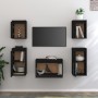 Muebles para TV 5 piezas madera maciza de pino negro de vidaXL, Muebles TV - Ref: Foro24-3100273, Precio: 193,76 €, Descuento: %