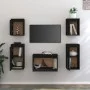 Muebles para TV 5 piezas madera maciza de pino negro de vidaXL, Muebles TV - Ref: Foro24-3100273, Precio: 191,25 €, Descuento: %