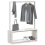 Perchero con zapatero madera maciza pino blanco 113x40x157,5 cm de vidaXL, Organizadores de vestidores y perchas de barra - R...