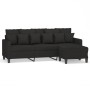 Sofá de 3 plazas con taburete de tela negro 180 cm de vidaXL, Sofás - Ref: Foro24-3201093, Precio: 353,32 €, Descuento: %