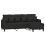 Sofá de 3 plazas con taburete de tela negro 180 cm de vidaXL, Sofás - Ref: Foro24-3201093, Precio: 345,10 €, Descuento: %