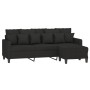 Sofá de 3 plazas con taburete de tela negro 180 cm de vidaXL, Sofás - Ref: Foro24-3201093, Precio: 353,32 €, Descuento: %