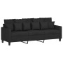 Sofá de 3 plazas con taburete de tela negro 180 cm de vidaXL, Sofás - Ref: Foro24-3201093, Precio: 353,32 €, Descuento: %