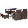Set comedor de jardín 9 piezas y cojines ratán sintético marrón de vidaXL, Conjuntos de jardín - Ref: Foro24-42526, Precio: 4...