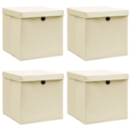Cajas de almacenaje con tapas 4 uds tela crema 32x32x32 cm de vidaXL, Cestas para almacenaje - Ref: Foro24-288358, Precio: 32...