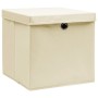 Cajas de almacenaje con tapas 4 uds tela crema 32x32x32 cm de vidaXL, Cestas para almacenaje - Ref: Foro24-288358, Precio: 32...