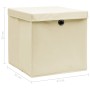 Cajas de almacenaje con tapas 4 uds tela crema 32x32x32 cm de vidaXL, Cestas para almacenaje - Ref: Foro24-288358, Precio: 32...