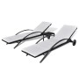 Tumbonas con mesita de ratán sintético negro de vidaXL, Tumbonas - Ref: Foro24-42497, Precio: 348,54 €, Descuento: %