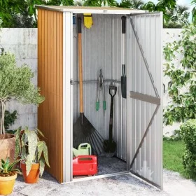 Cobertizo de jardín acero galvanizado marrón 118,5x97x209,5 cm de vidaXL, Cobertizos - Ref: Foro24-150902, Precio: 161,14 €, ...