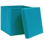 Caja de almacenaje con tapa 4 uds tela azul celeste 32x32x32 cm de vidaXL, Cestas para almacenaje - Ref: Foro24-288376, Preci...
