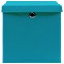 Caja de almacenaje con tapa 4 uds tela azul celeste 32x32x32 cm de vidaXL, Cestas para almacenaje - Ref: Foro24-288376, Preci...