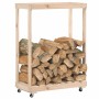 Leñero con ruedas madera maciza de pino 76,5x40x108 cm de vidaXL, Bolsas y soportes de leña - Ref: Foro24-832325, Precio: 48,...