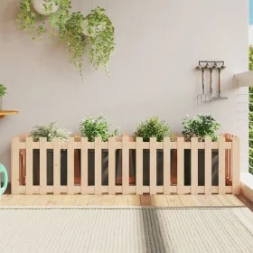 Arriate elevado jardín con valla madera maciza pino 200x50x50cm de vidaXL, Maceteros y jardineras - Ref: Foro24-832507, Preci...
