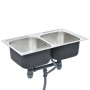 Fregadero de doble seno con colador y sifón de acero inoxidable de vidaXL, Fregaderos - Ref: Foro24-145074, Precio: 143,51 €,...