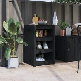 Mueble de cocina exterior madera maciza pino negro 55x55x92 cm de vidaXL, Armarios de cocina - Ref: Foro24-832343, Precio: 13...