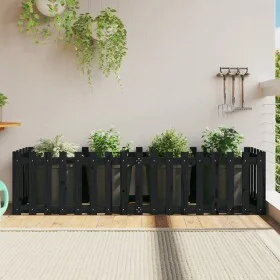 Arriate elevado jardín con valla madera pino negro 200x50x50cm de vidaXL, Maceteros y jardineras - Ref: Foro24-832509, Precio...