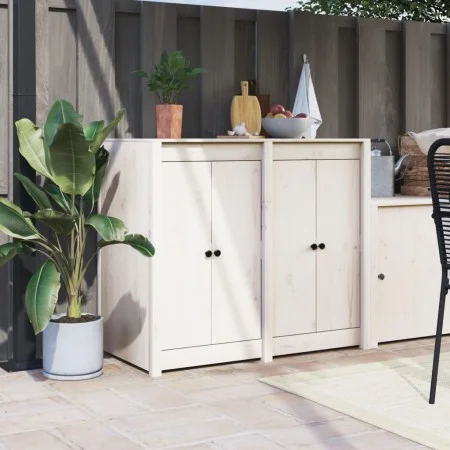 Puertas de cocina exterior 2 uds madera pino blanco 50x9x82 cm de vidaXL, Puertas de armarios - Ref: Foro24-832360, Precio: 5...