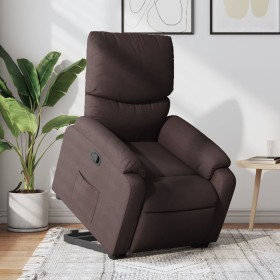 Sillón reclinable elevable tela marrón oscuro en Sillones | Comprar online en Foru.es