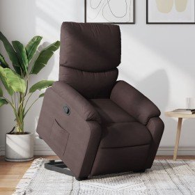 Sillón reclinable elevable tela marrón oscuro en Sillones | Comprar online en Foru.es