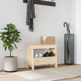 Banco de recibidor madera maciza de pino 60x28x45 cm de vidaXL, Bancos para recibidores y almacenamiento - Ref: Foro24-837385...