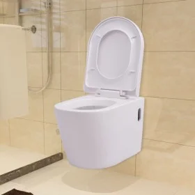 White Ceramic Wall Mount Toilet by vidaXL, Bathrooms - Ref: Foro24-244270, Price: 140,35 €, Discount: %
