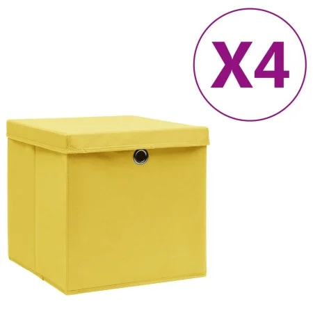 Cajas de almacenaje con tapas 4 uds amarillo 28x28x28 cm de vidaXL, Cestas para almacenaje - Ref: Foro24-325224, Precio: 28,0...