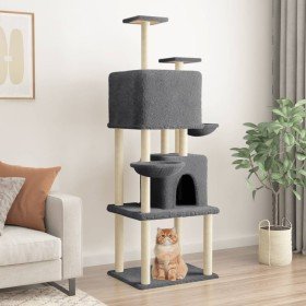 Rascador para gatos con postes de sisal gris oscuro 180 cm en Mobiliario para gatos | Comprar online en Foru.es