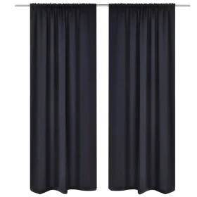 2 cortinas negras oscuras con jaretas, blackout 135 x 245 cm de vidaXL, Cortinas y visillos - Ref: Foro24-130370, Precio: 36,...