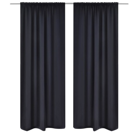 2 cortinas negras oscuras con jaretas, blackout 135 x 245 cm de vidaXL, Cortinas y visillos - Ref: Foro24-130370, Precio: 36,...