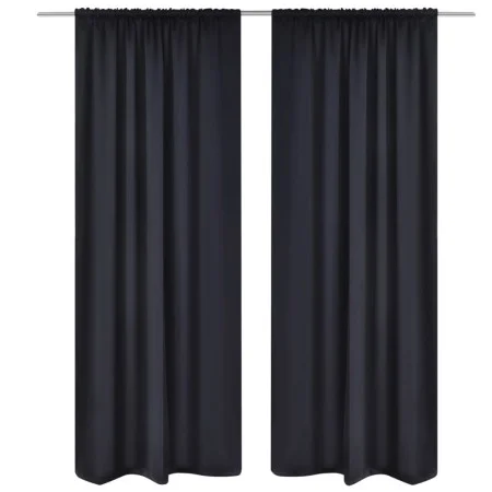 2 cortinas negras oscuras con jaretas, blackout 135 x 245 cm de vidaXL, Cortinas y visillos - Ref: Foro24-130370, Precio: 36,...