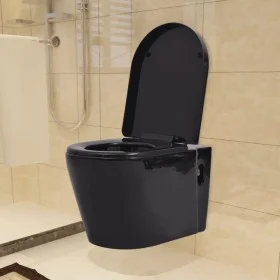Black ceramic wall-mounted toilet by vidaXL, Bathrooms - Ref: Foro24-244271, Price: 229,52 €, Discount: %