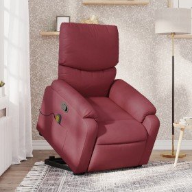 Sillón reclinable de masaje elevable tela rojo tinto en Sillones | Comprar online en Foru.es