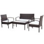 Muebles de jardín 4 piezas con cojines ratán sintético marrón de vidaXL, Conjuntos de jardín - Ref: Foro24-42672, Precio: 213...