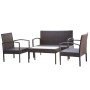 Muebles de jardín 4 piezas con cojines ratán sintético marrón de vidaXL, Conjuntos de jardín - Ref: Foro24-42672, Precio: 213...