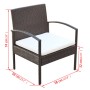 Muebles de jardín 4 piezas con cojines ratán sintético marrón de vidaXL, Conjuntos de jardín - Ref: Foro24-42672, Precio: 213...