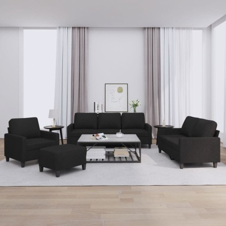 Juego de sofás con cojines 4 piezas tela negro de , Sofás - Ref: Foro24-3201440, Precio: 734,57 €, Descuento: %