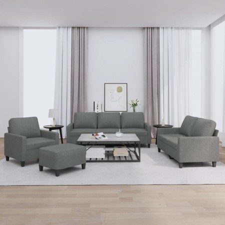 Juego de sofás con cojines 4 piezas tela gris oscuro de , Sofás - Ref: Foro24-3201437, Precio: 726,05 €, Descuento: %